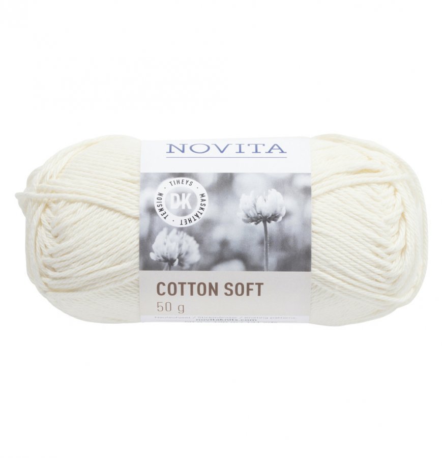 Novita Cotton Soft Luonnonvalkoinen010 Lanka 50 G